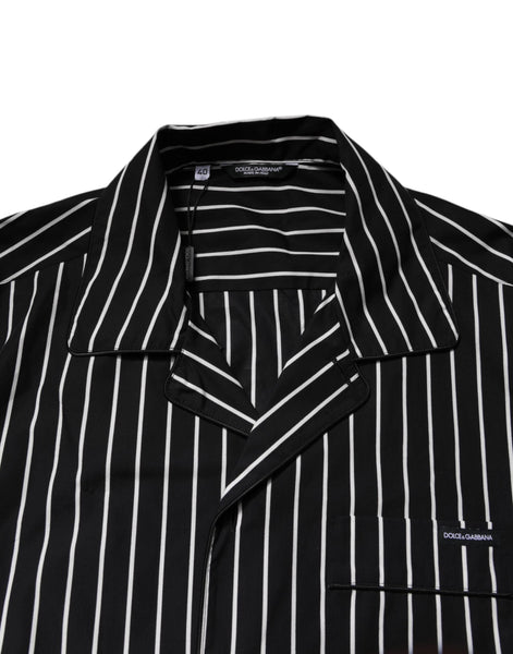 Dolce & Gabbana Black White Stripes Cotton Men Pajama Set Sleepwear Dolce & Gabbana