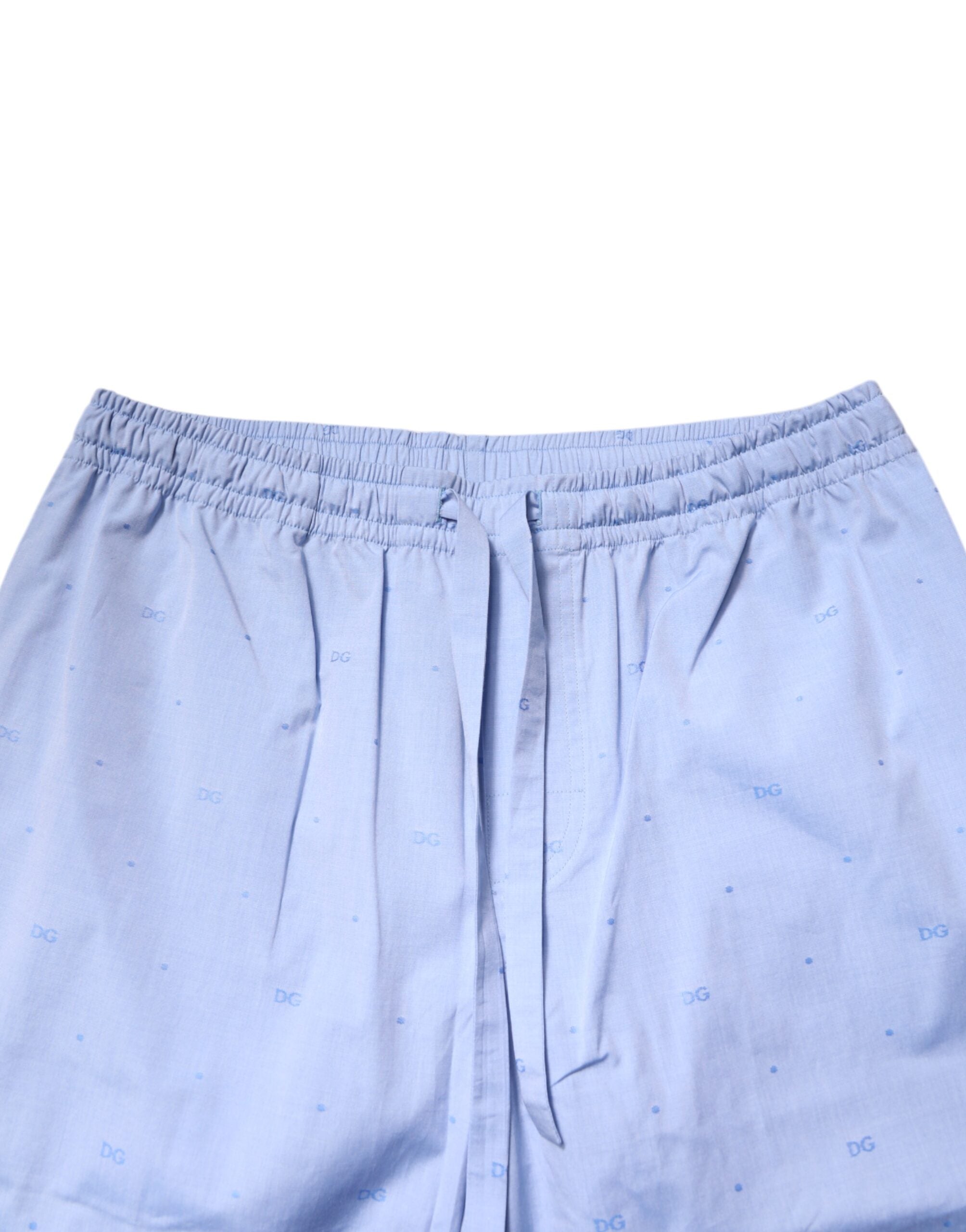 Dolce & Gabbana Light Blue DG Logo Cotton Men Pajama Set Sleepwear Dolce & Gabbana