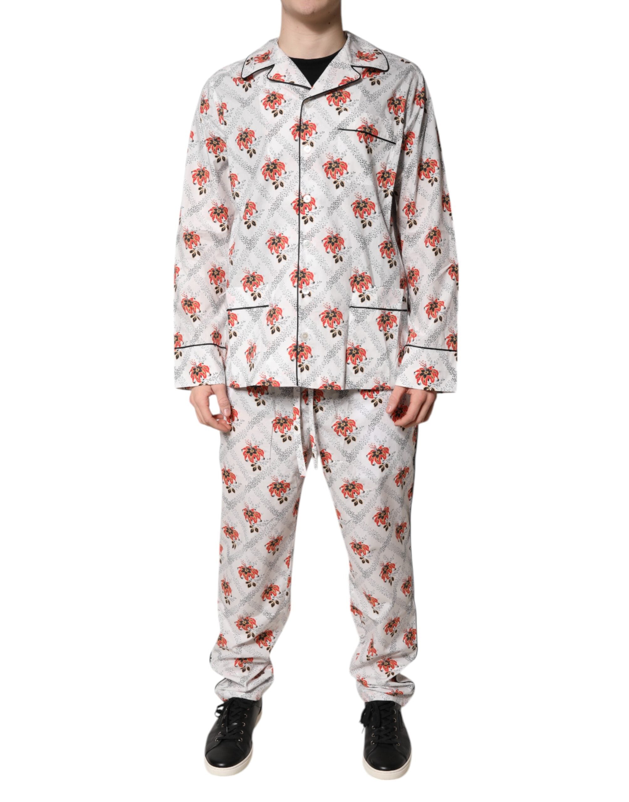 Dolce & Gabbana Multicolor Floral Print Cotton Pajama Set Sleepwear Dolce & Gabbana