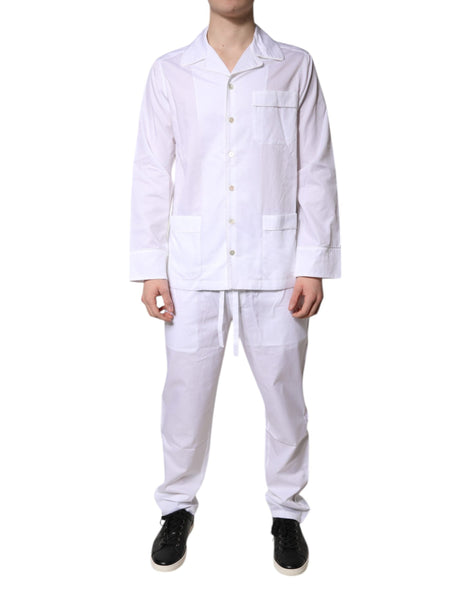 Dolce & Gabbana White Cotton Shirt Pants Pajama Set Sleepwear Dolce & Gabbana