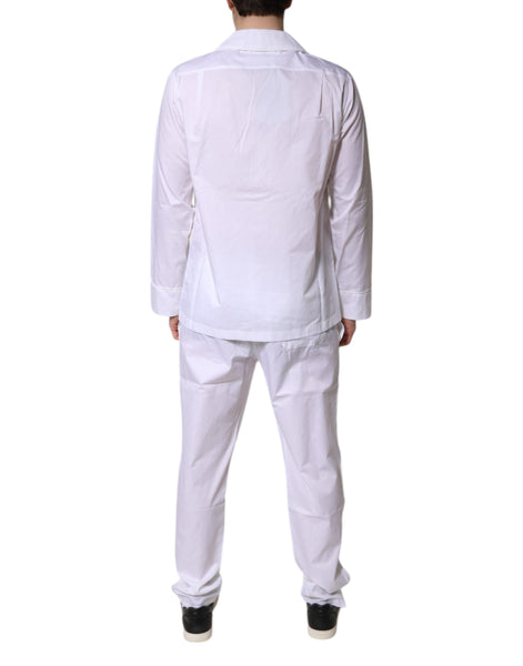 Dolce & Gabbana White Cotton Shirt Pants Pajama Set Sleepwear Dolce & Gabbana