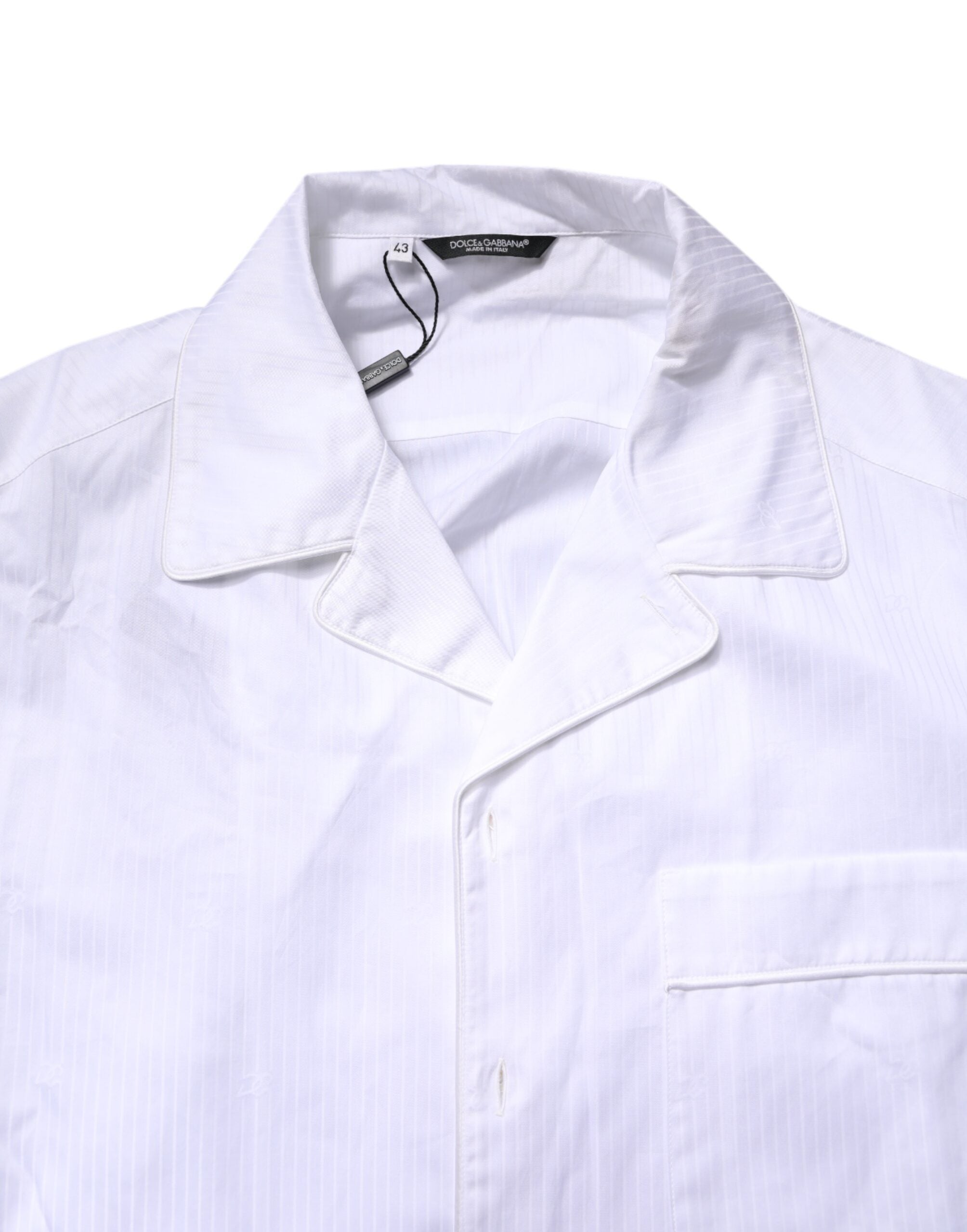 Dolce & Gabbana White Cotton Shirt Pants Pajama Set Sleepwear Dolce & Gabbana