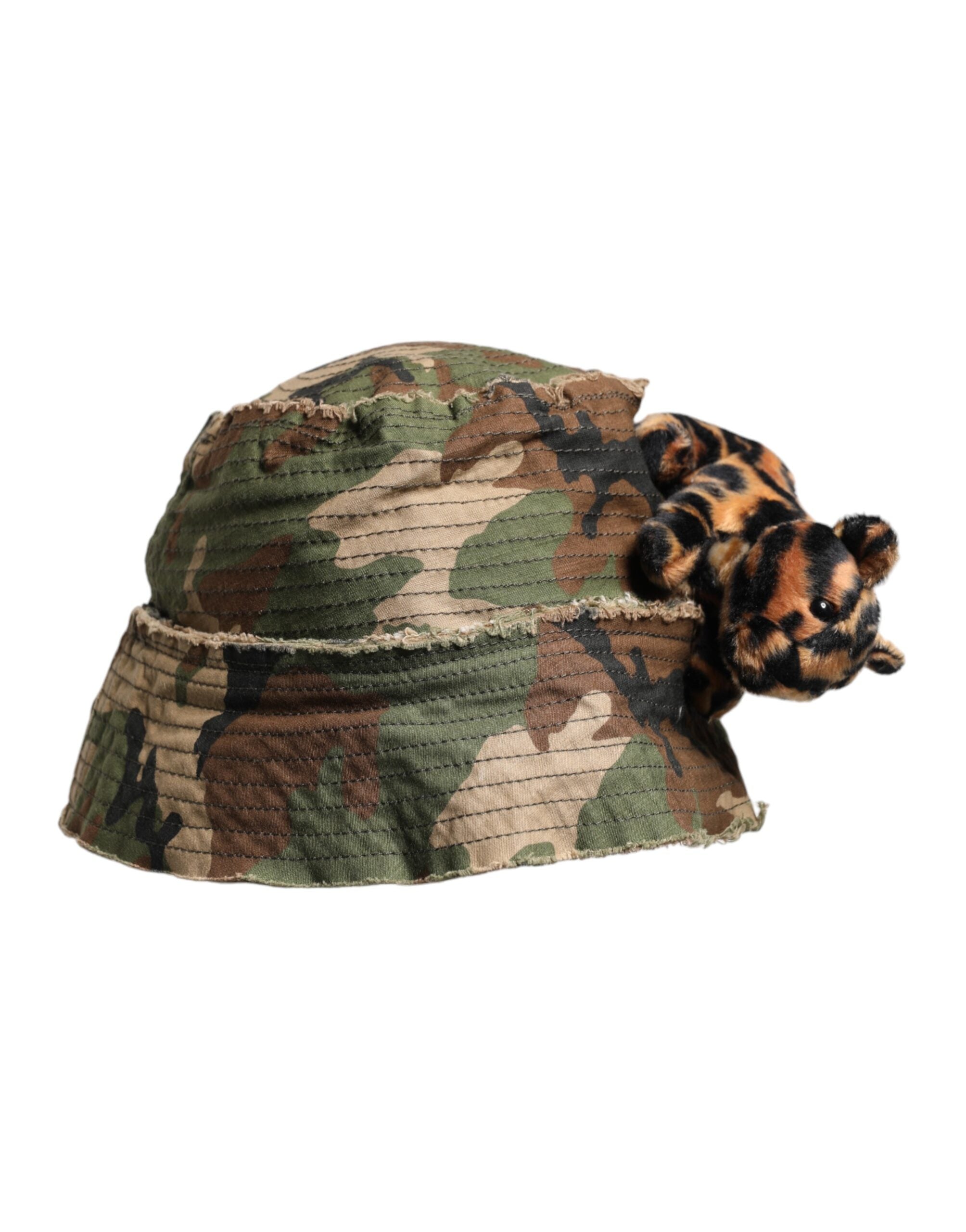 Dolce & Gabbana Multicolor Leopard Embellish Wide Brim Bucket Hat Dolce & Gabbana