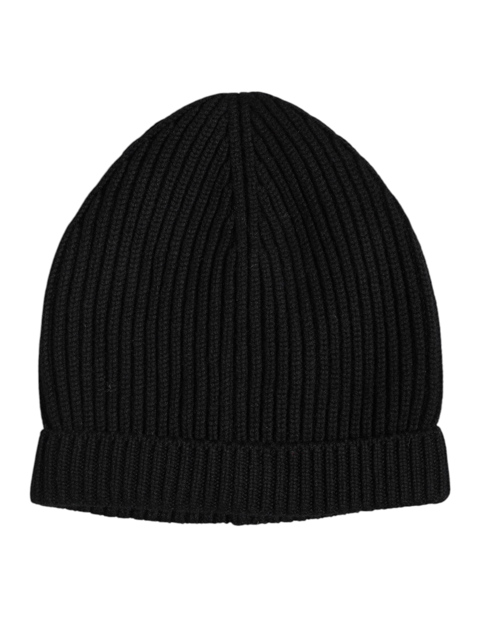 Dolce & Gabbana Black Cashmere Knitted Winter Beanie Hat Dolce & Gabbana