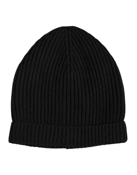 Dolce & Gabbana Black Cashmere Knitted Winter Beanie Hat Dolce & Gabbana