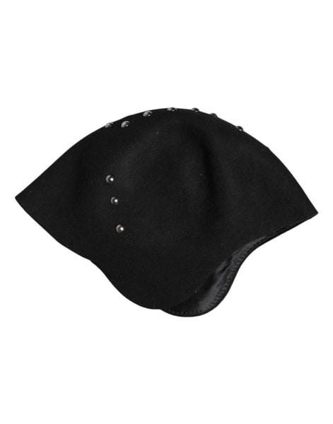 Dolce & Gabbana Black Wool Multicolor Embellished Cloche Hat Dolce & Gabbana