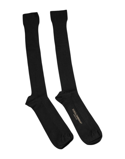 Dolce & Gabbana Black Viscose Logo Over The Calf Socks Dolce & Gabbana