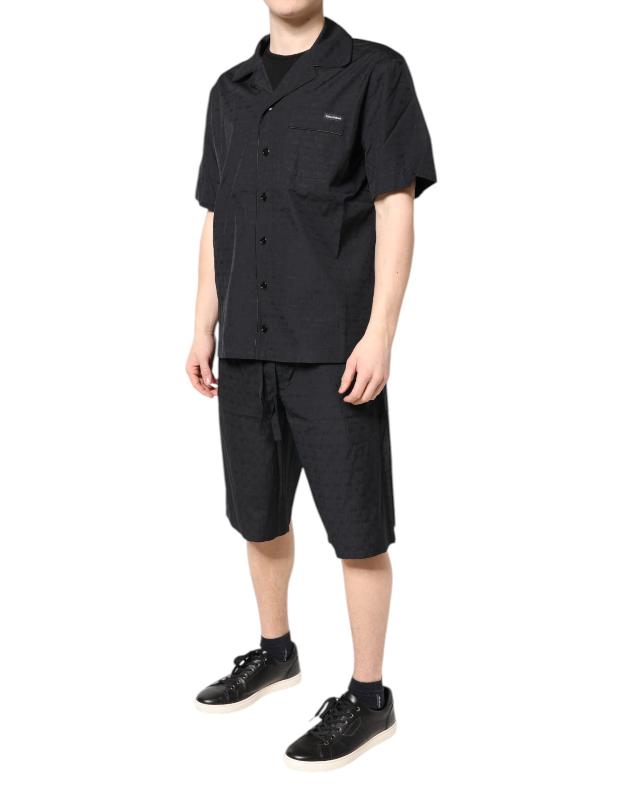 Dolce & Gabbana Black Cotton Men Pajama Set Sleepwear Dolce & Gabbana