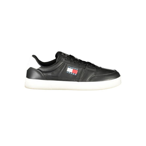 Tommy Hilfiger Black Leather Men Sneaker Tommy Hilfiger