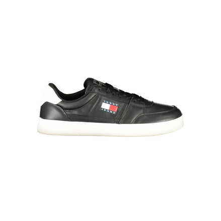 Tommy Hilfiger Black Leather Men Sneaker Tommy Hilfiger