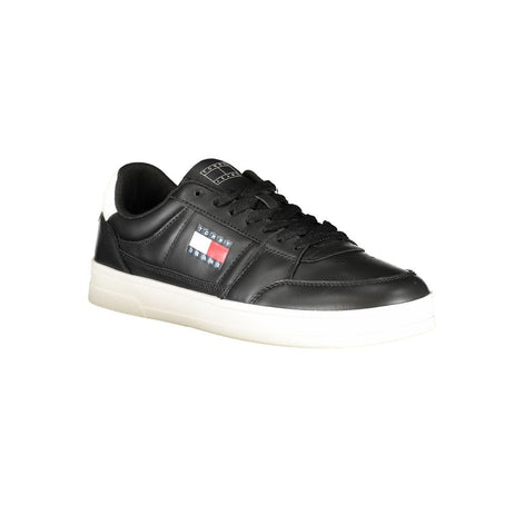 Tommy Hilfiger Black Leather Men Sneaker Tommy Hilfiger