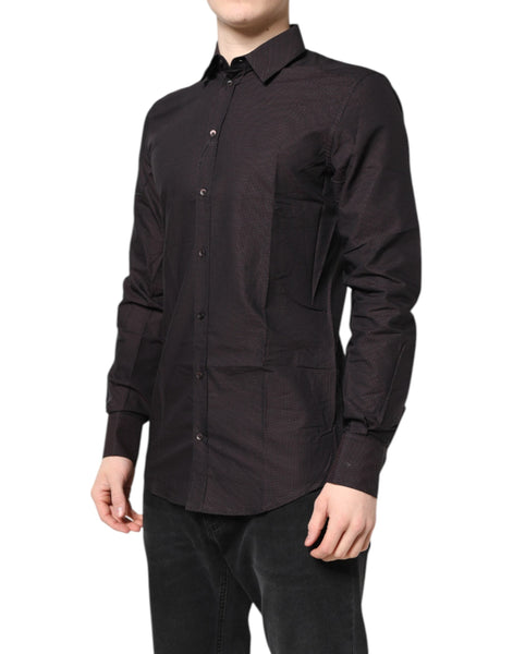 Dolce & Gabbana Maroon Jacquard Cotton GOLD Men Dress Shirt Dolce & Gabbana