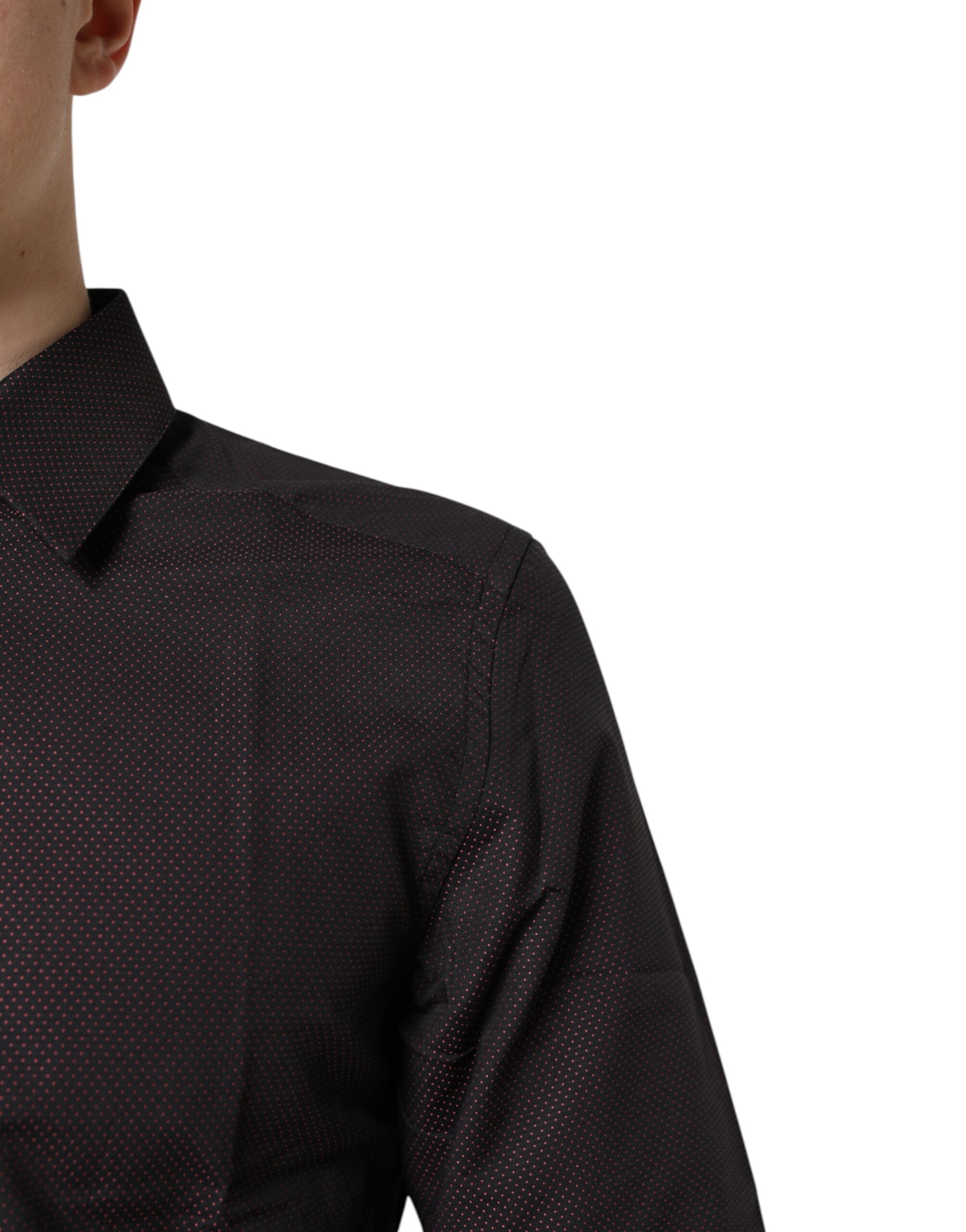 Dolce & Gabbana Maroon Jacquard Cotton GOLD Men Dress Shirt Dolce & Gabbana