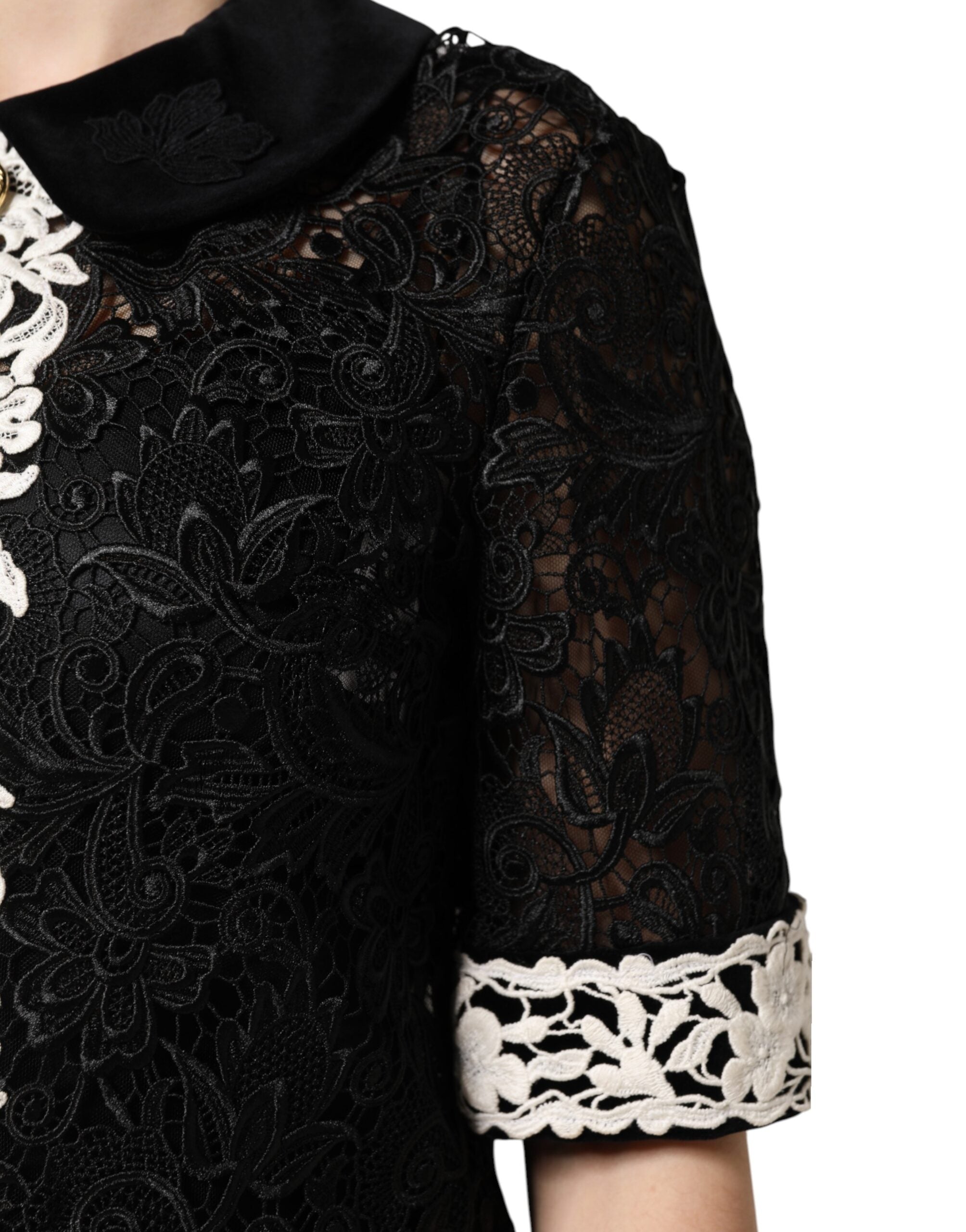 Dolce & Gabbana Black Floral Lace Embellished Mini Dress Dolce & Gabbana