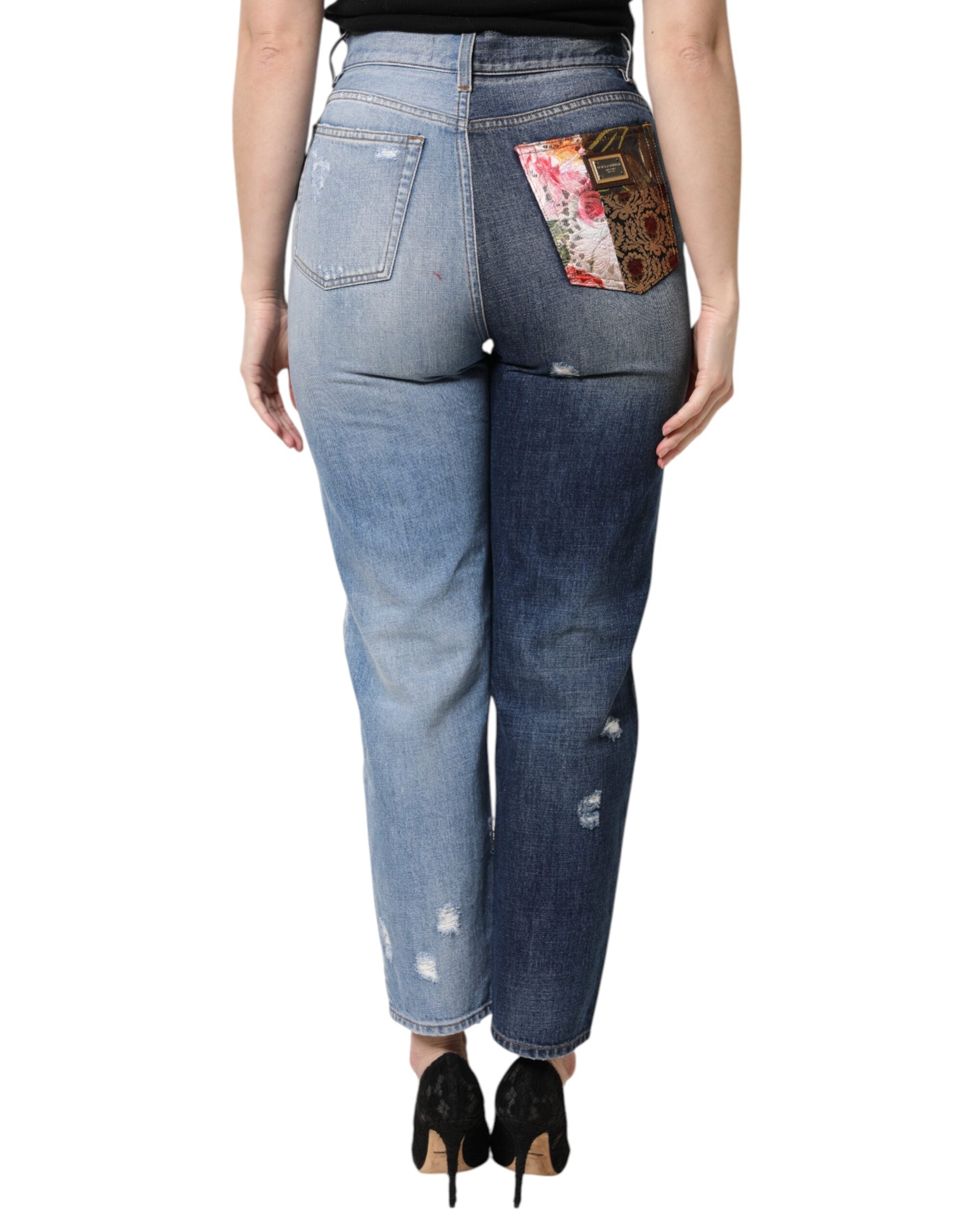 Dolce & Gabbana Multicolor Patchwork High Waist Denim Jeans Dolce & Gabbana