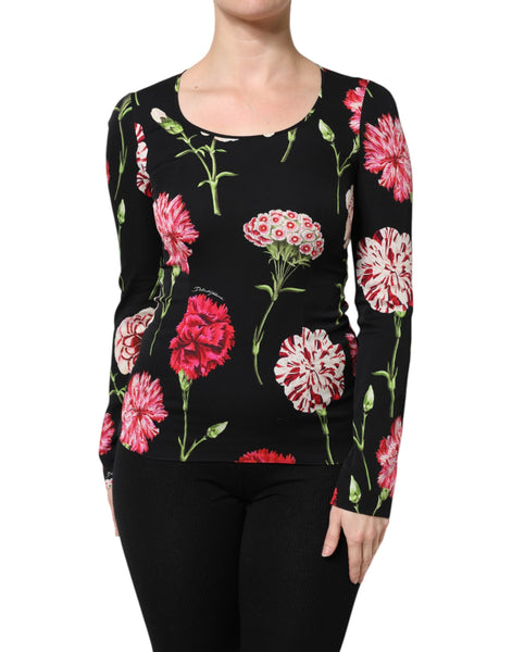 Dolce & Gabbana Black Floral Long Sleeve Women Blouse Top Dolce & Gabbana