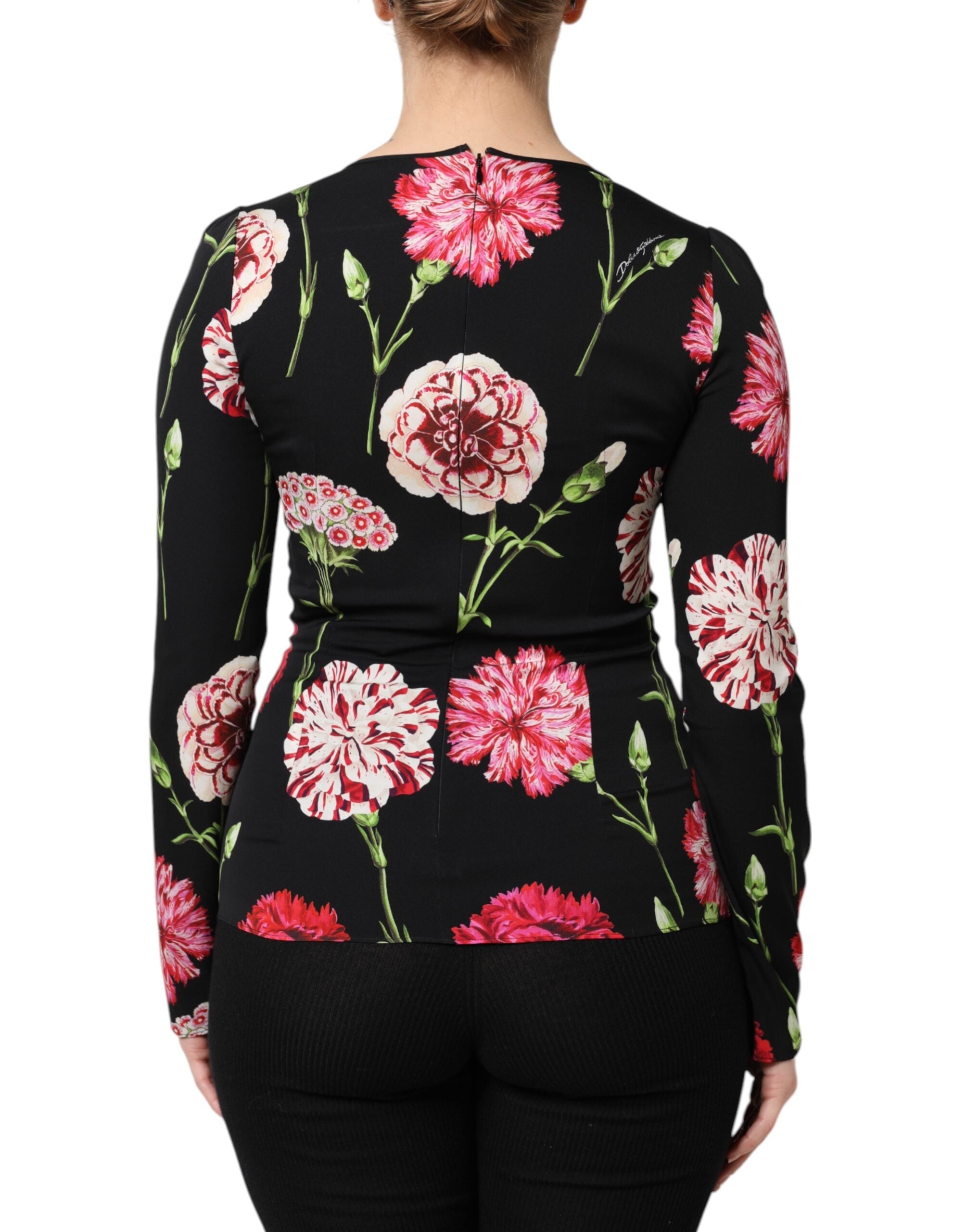 Dolce & Gabbana Black Floral Long Sleeve Women Blouse Top Dolce & Gabbana