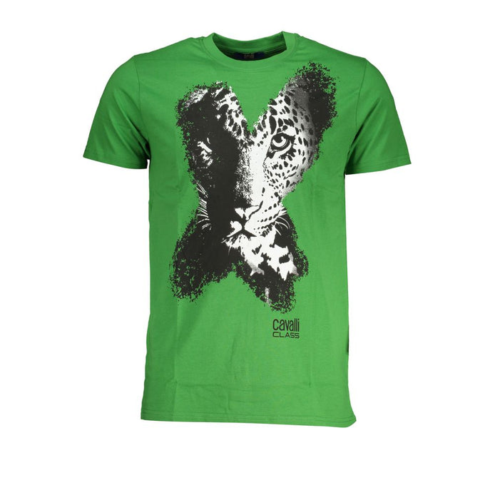 Cavalli Class Verde Cotton Men T-Shirt Cavalli Class