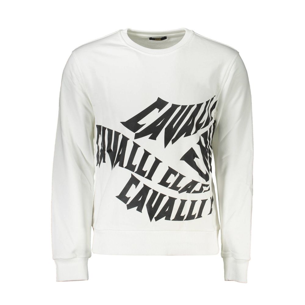 Cavalli Class Bianco Cotton Men Sweatshirt Cavalli Class