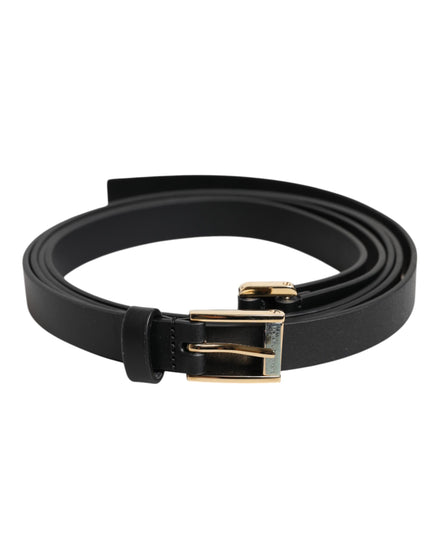 Ceinture Dolce &amp; Gabbana noire classique à boucle logo en métal doré