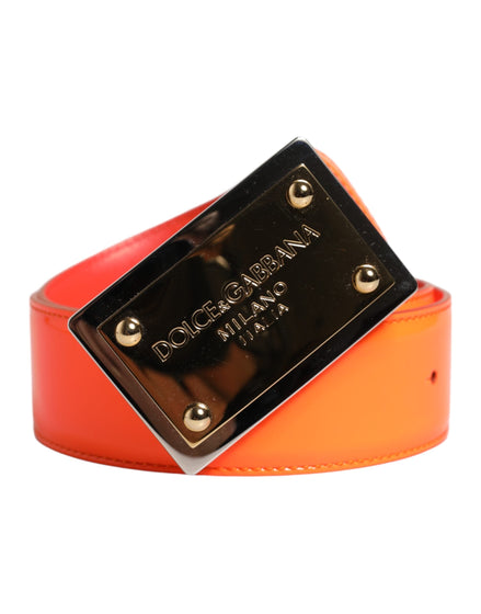 Dolce & Gabbana Orange Gold Tone Metal Logo Buckle Belt Dolce & Gabbana