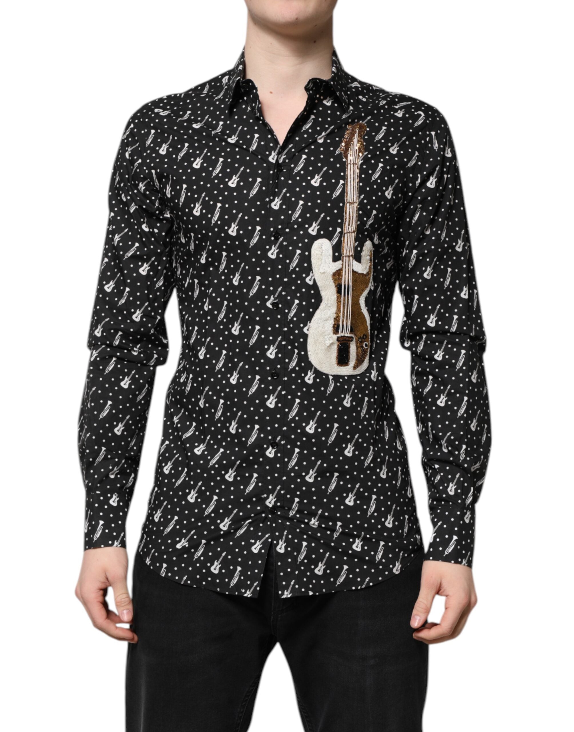 Dolce & Gabbana Black GOLD Instrument Embellished Shirt Dolce & Gabbana