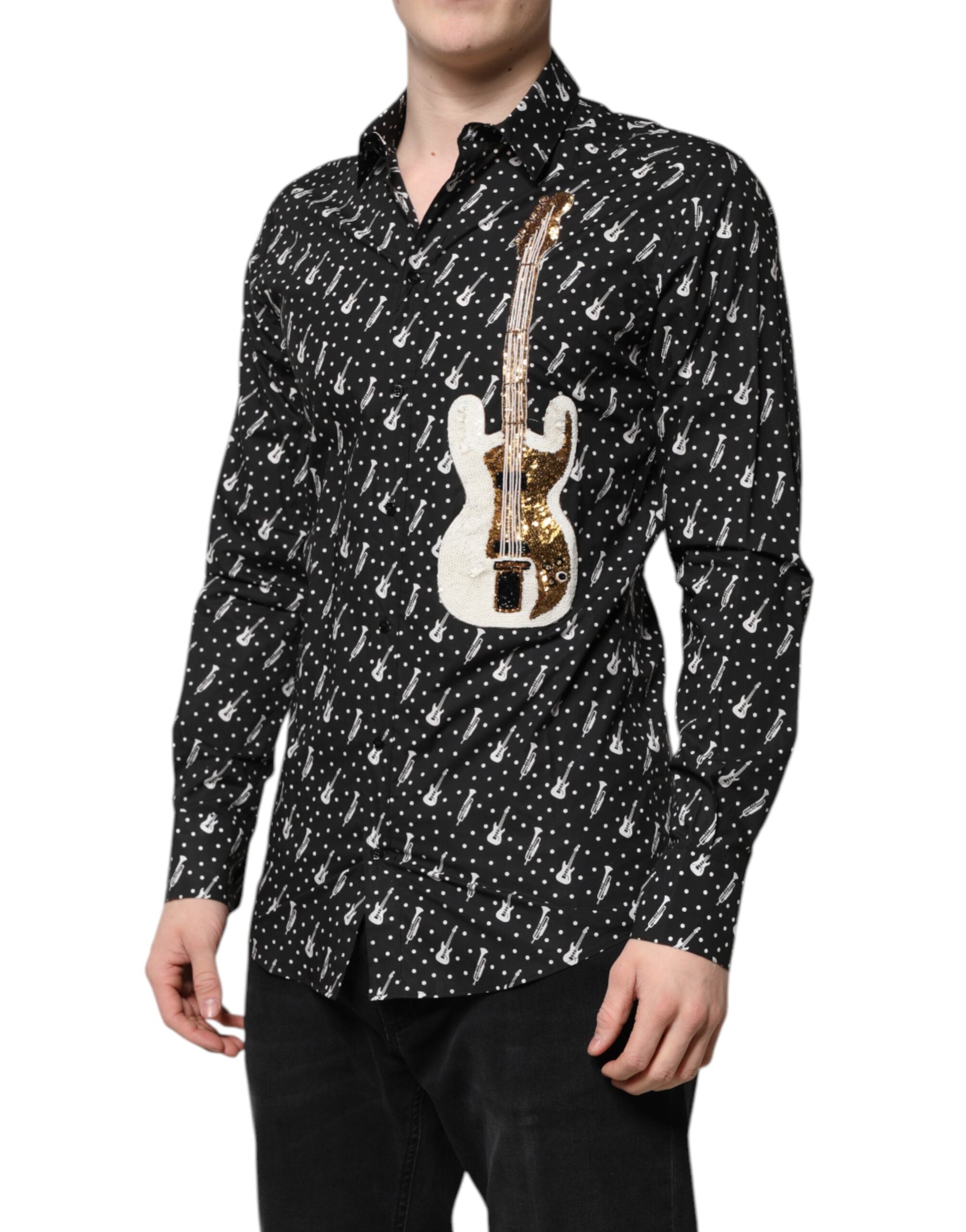 Dolce & Gabbana Black GOLD Instrument Embellished Shirt Dolce & Gabbana