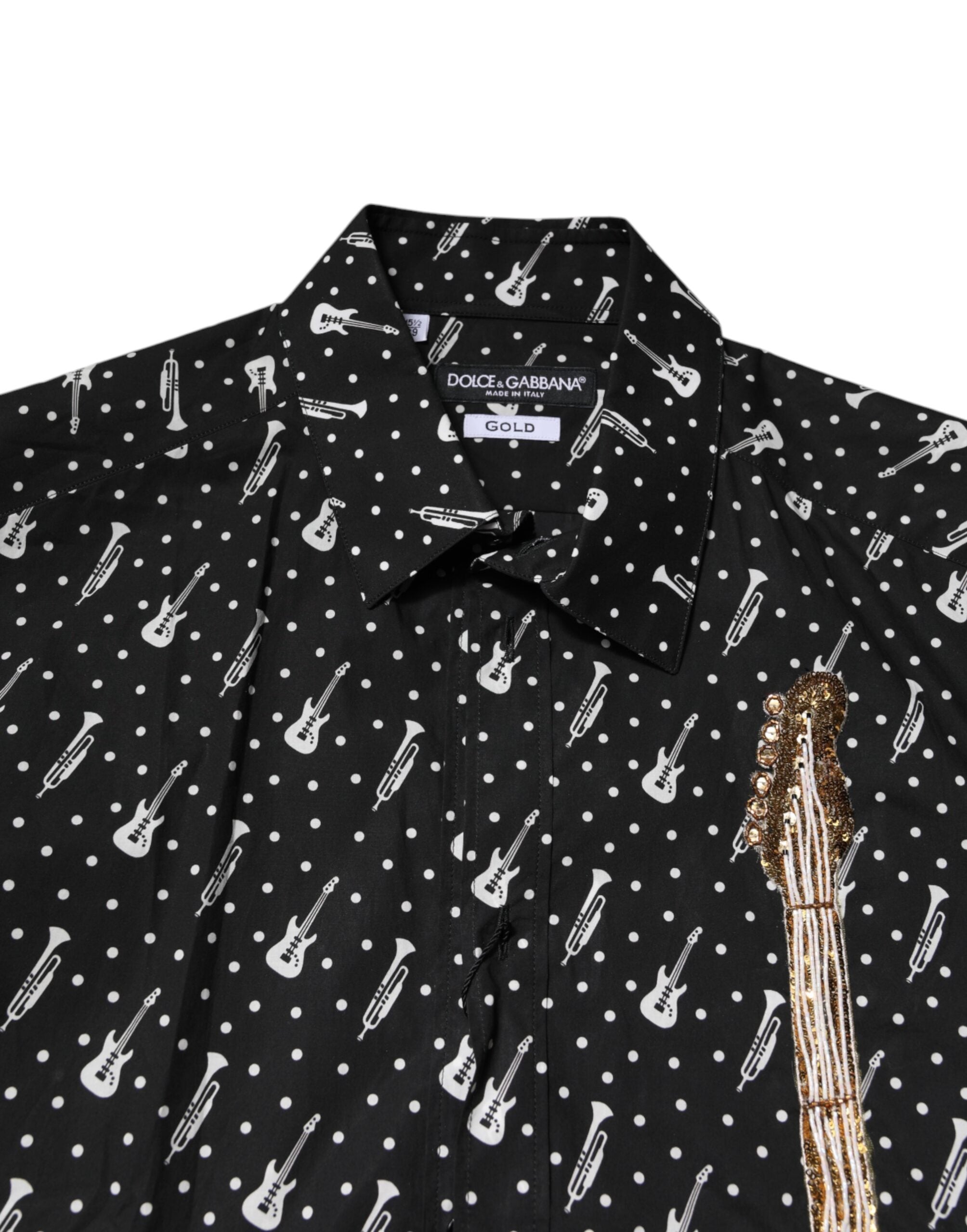 Dolce & Gabbana Black GOLD Instrument Embellished Shirt Dolce & Gabbana