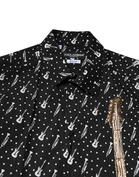 Dolce & Gabbana Black GOLD Instrument Embellished Shirt Dolce & Gabbana