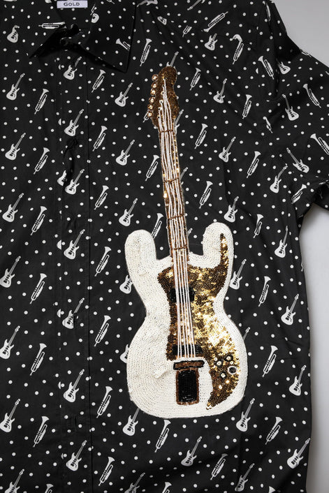Dolce & Gabbana Black GOLD Instrument Embellished Shirt Dolce & Gabbana