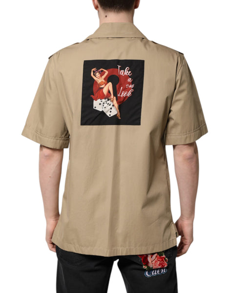 Dolce & Gabbana Brown Graphic Print Short Sleeves Shirt Dolce & Gabbana