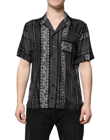 Chemise à manches courtes Dolce &amp; Gabbana en soie noire à imprimé floral