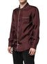 Dolce & Gabbana Burgundy Silk Dotted Long Sleeves Shirt Dolce & Gabbana