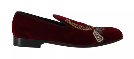 Dolce & Gabbana Bordeaux Velvet Loafers Gun Horseshoe Shoes Dolce & Gabbana