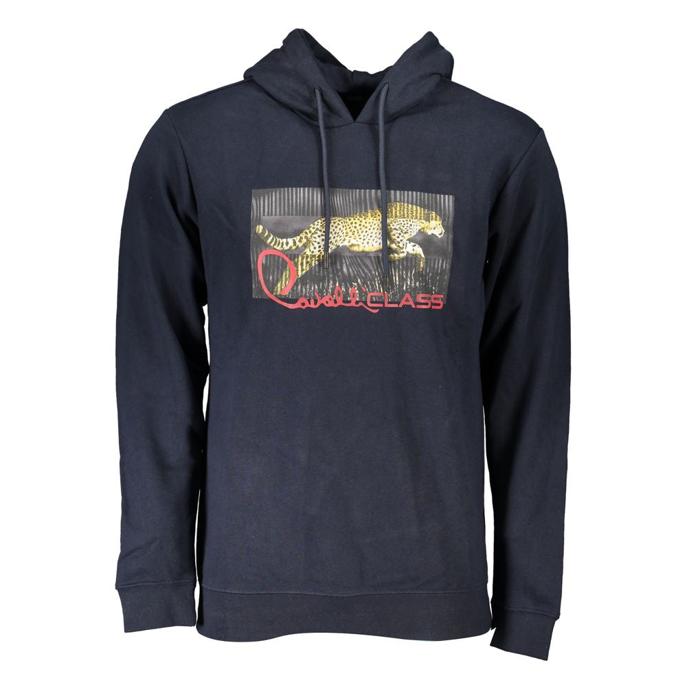 Cavalli Class Blue Cotton Men Sweatshirt Cavalli Class