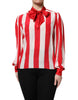 Dolce & Gabbana Red White Stripes Ascot Collar Blouse Top Dolce & Gabbana