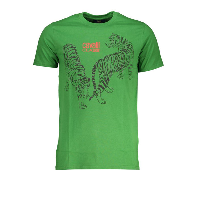 Cavalli Class Verde Cotton Men T-Shirt Cavalli Class