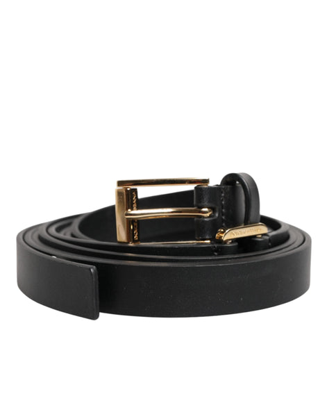 Dolce & Gabbana Black Double Strap Leather Gold Buckle Belt Dolce & Gabbana