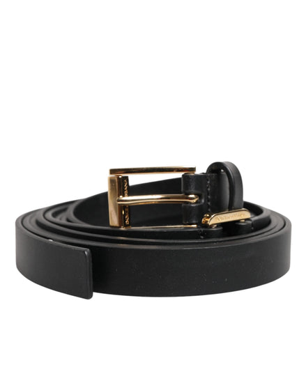 Dolce & Gabbana Black Double Strap Leather Gold Buckle Belt Dolce & Gabbana