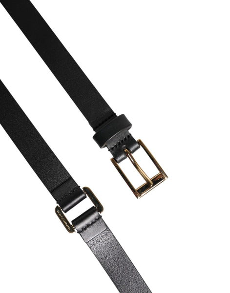 Dolce & Gabbana Black Double Strap Leather Gold Buckle Belt Dolce & Gabbana