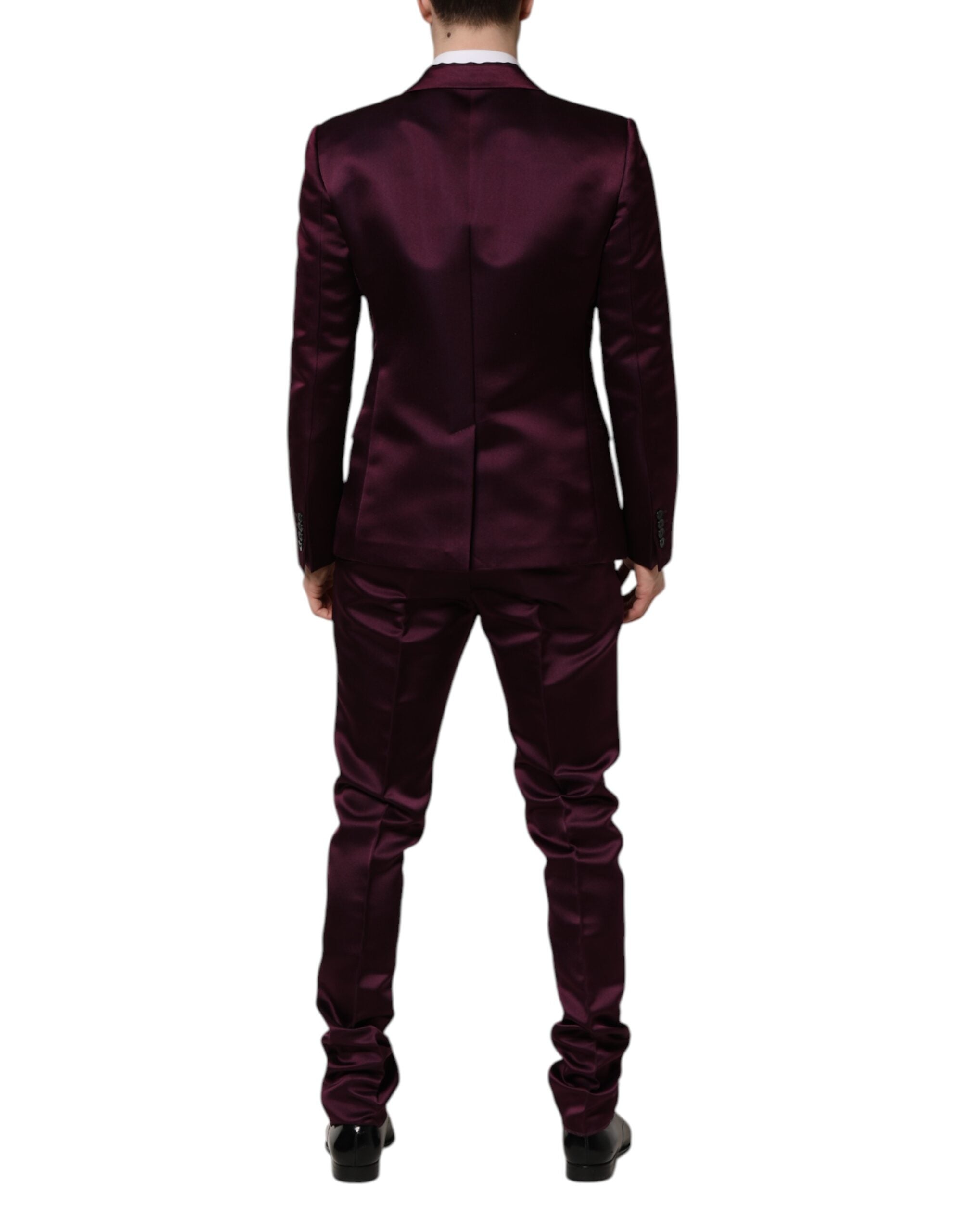 Dolce & Gabbana Dark Purple Silk 3Piece Single Breasted Suit Dolce & Gabbana