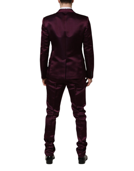 Dolce & Gabbana Dark Purple Silk 3Piece Single Breasted Suit Dolce & Gabbana