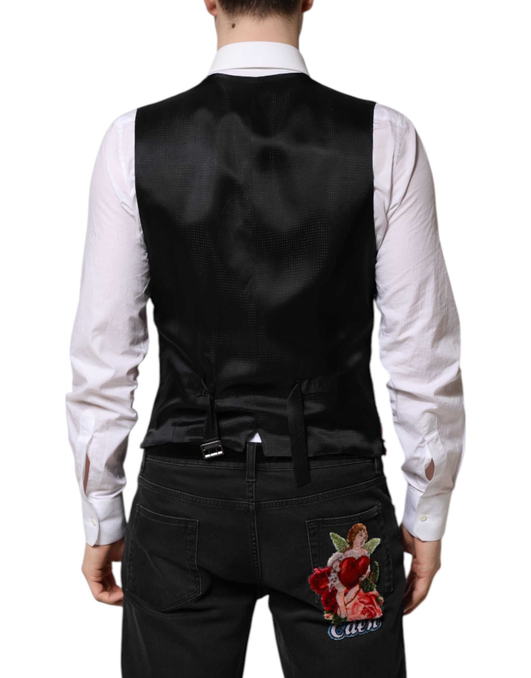 Dolce & Gabbana Red Sequined Dress Formal Men Waistcoat Vest Dolce & Gabbana