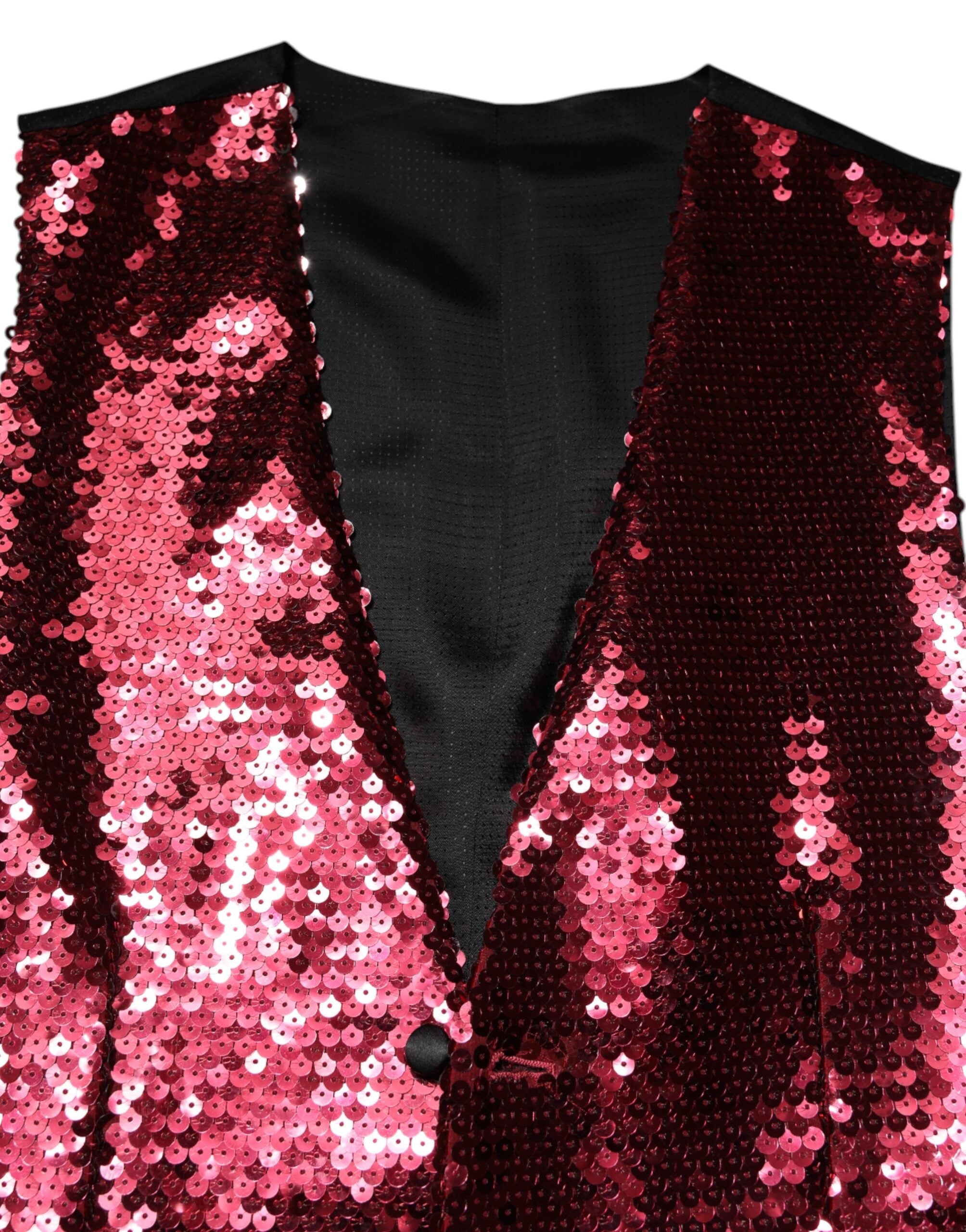 Dolce & Gabbana Red Sequined Dress Formal Men Waistcoat Vest Dolce & Gabbana