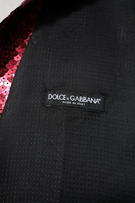 Dolce & Gabbana Red Sequined Dress Formal Men Waistcoat Vest Dolce & Gabbana