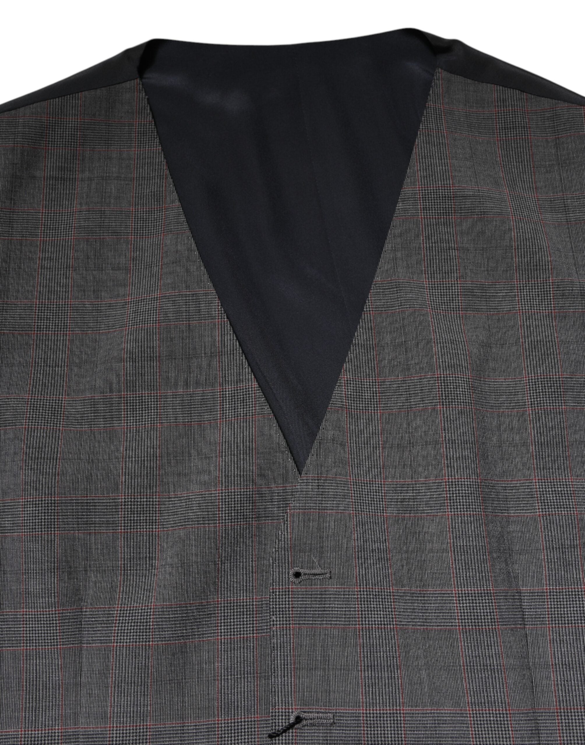 Dolce & Gabbana Gray Plaid Wool Formal Dress Waistcoat Vest Dolce & Gabbana