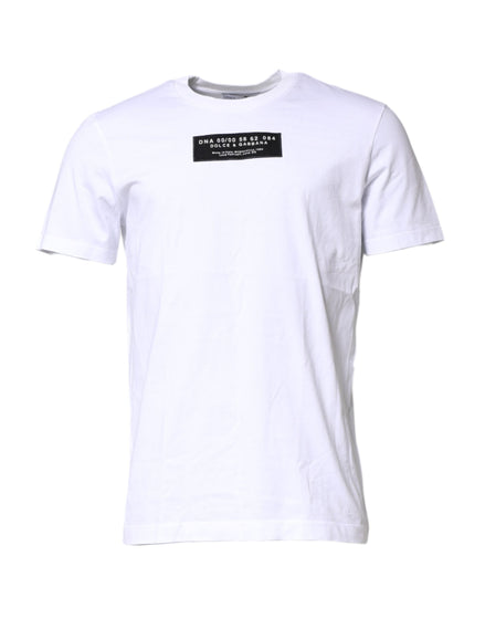 Dolce & Gabbana White Cotton Logo Patch Crew Neck T-shirt Dolce & Gabbana