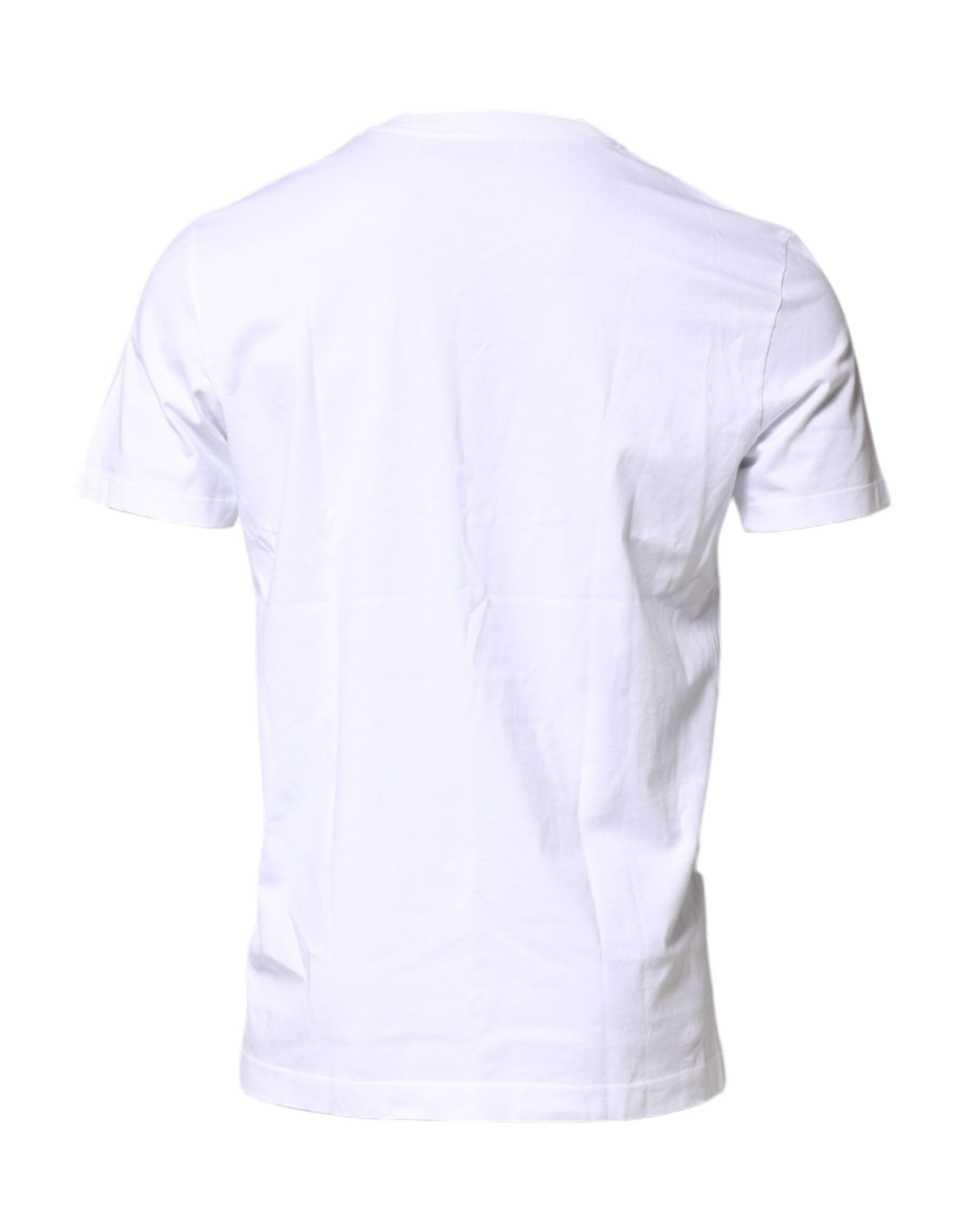 Dolce & Gabbana White Cotton Logo Patch Crew Neck T-shirt Dolce & Gabbana
