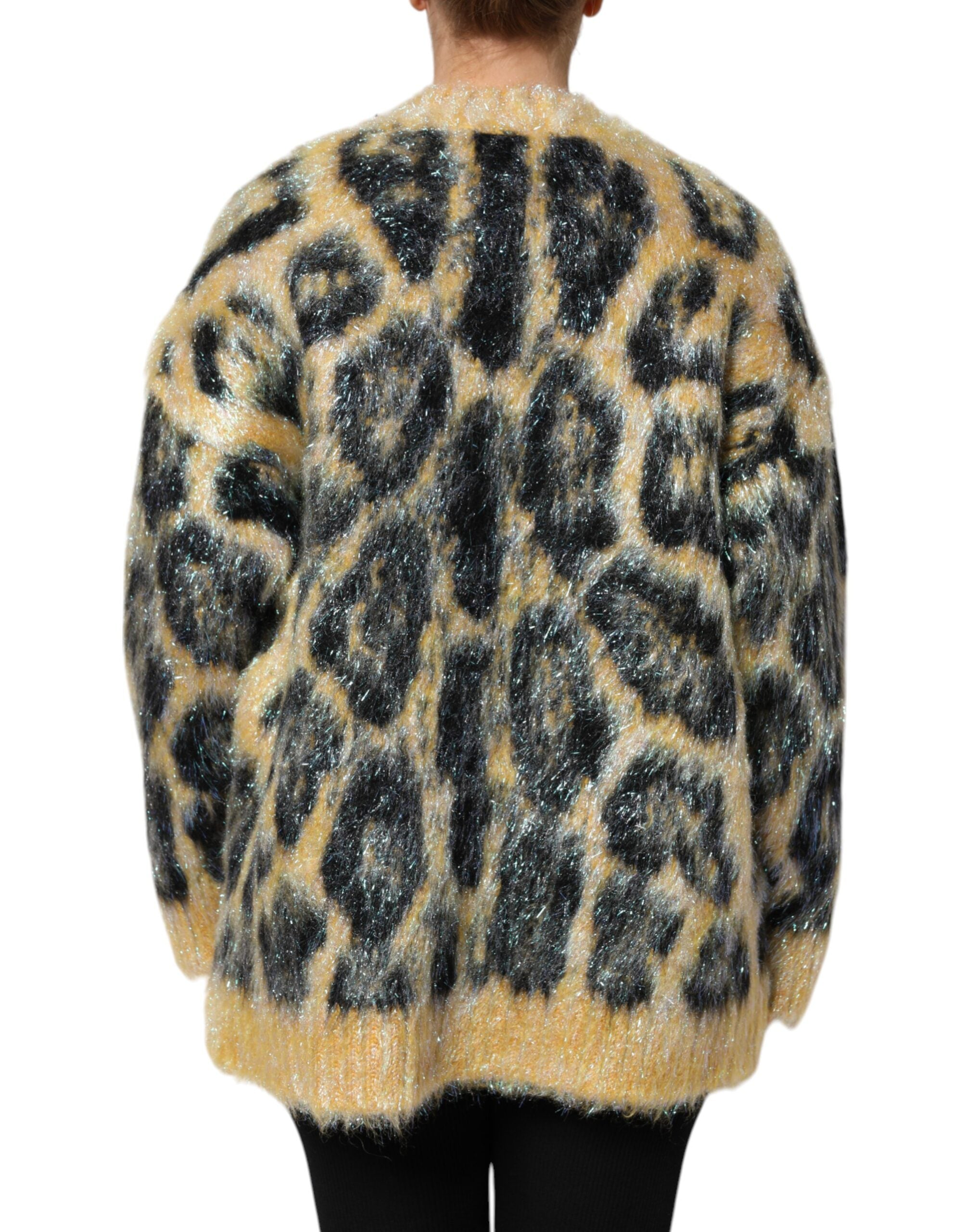 Dolce & Gabbana Multicolor Leopard Mohair Crew Neck Sweater Dolce & Gabbana