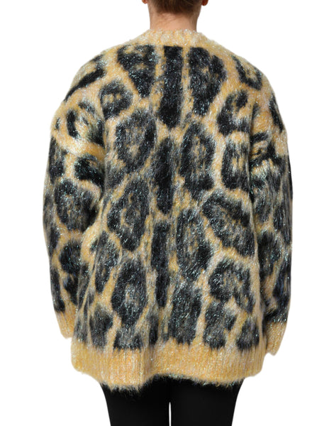 Dolce & Gabbana Multicolor Leopard Mohair Crew Neck Sweater Dolce & Gabbana